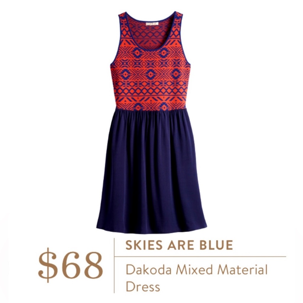 Stitch Fix Skies are Blue Dakoda Mixed Material Dress in Navy and Red